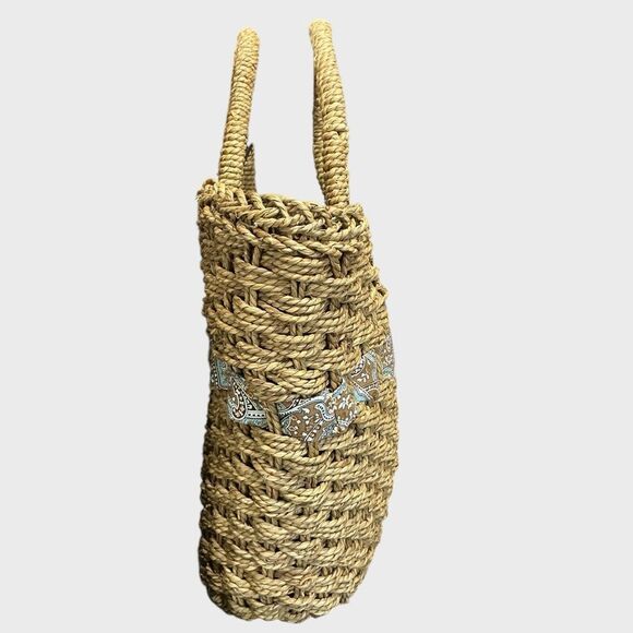 Wicker Tote Mesh Bag Purse Summer Beach Vacation Cruise - Picture 4 of 9